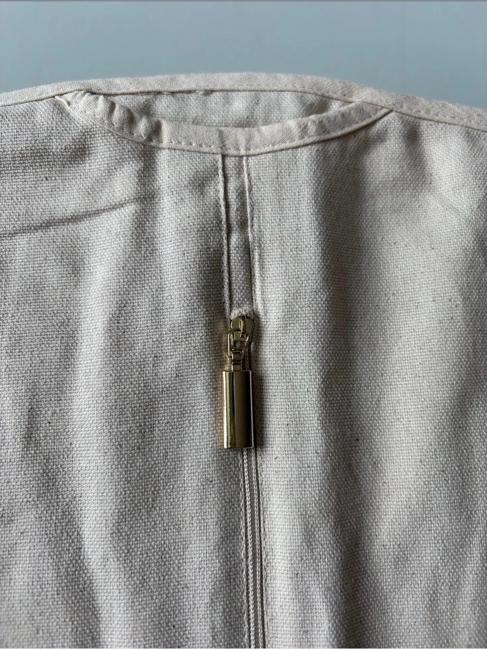 Cult Gaia Canvas Garment Cover in Beige with Red Logo 50”x 24”